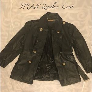 IMAN Black Leather Coat